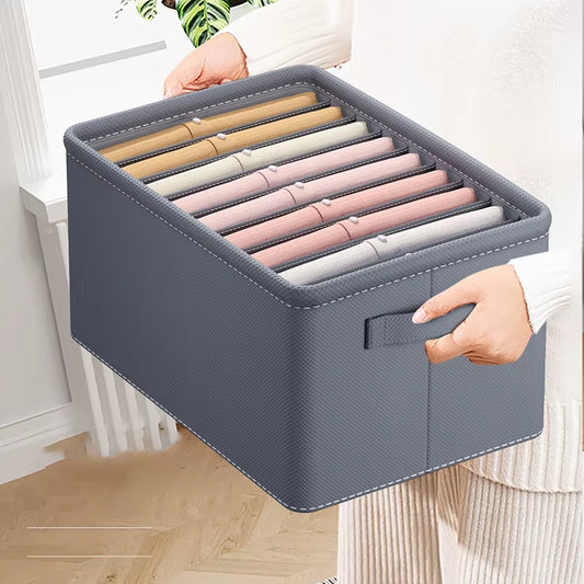 Thickened Pants Storage Box Foldable 9/7/6 Grids Organizer for Jeans Sweatshirt Shirt Wardrobe Organizers of Cabinets and Drawer