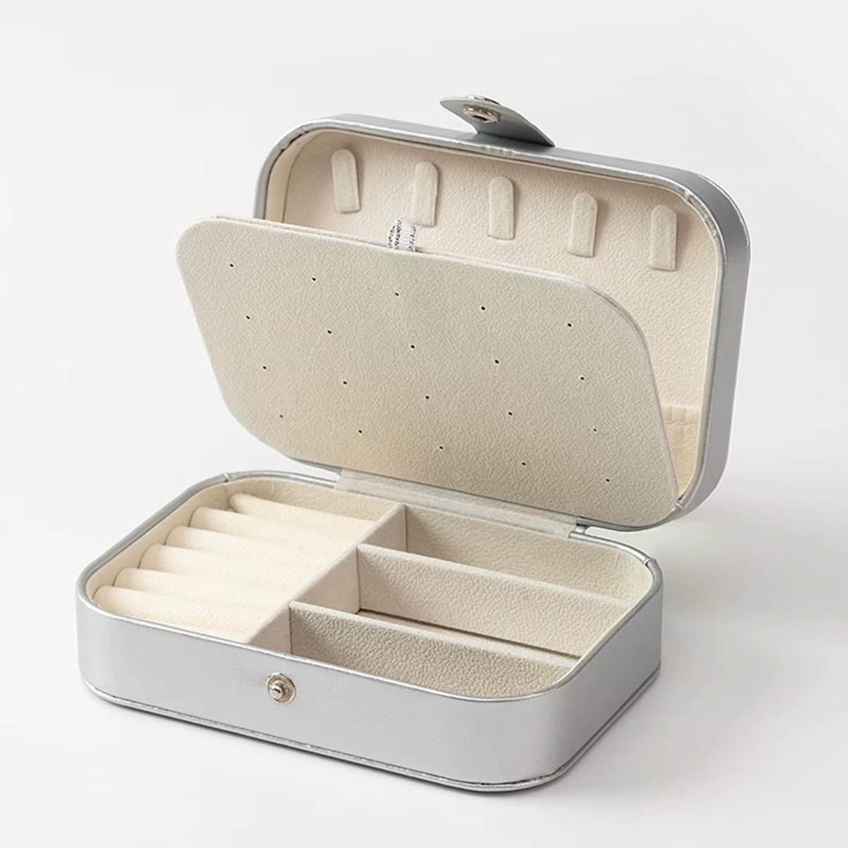 Portable Multi-Compartment Jewelry Box with Velvet Lining - Travel-Friendly Pink Jewelry Organizer for Accessories