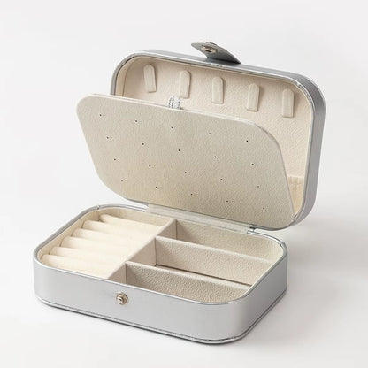 Portable Multi-Compartment Jewelry Box with Velvet Lining - Travel-Friendly Pink Jewelry Organizer for Accessories