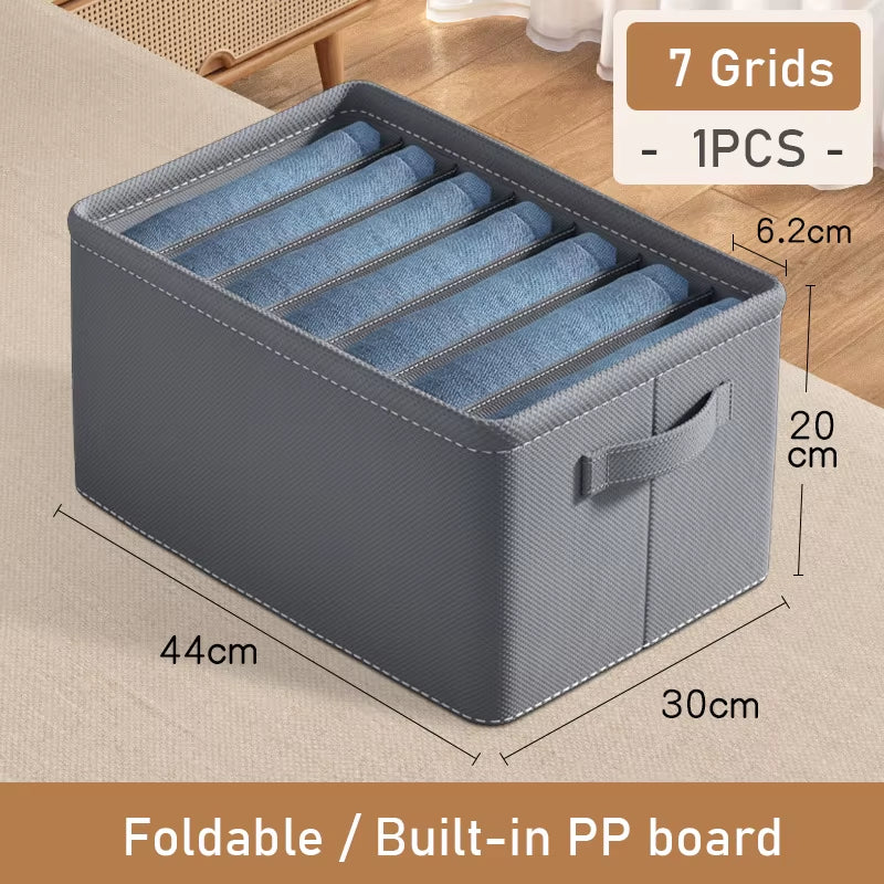 Thickened Pants Storage Box Foldable 9/7/6 Grids Organizer for Jeans Sweatshirt Shirt Wardrobe Organizers of Cabinets and Drawer