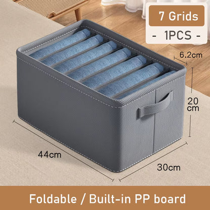 Thickened Pants Storage Box Foldable 9/7/6 Grids Organizer for Jeans Sweatshirt Shirt Wardrobe Organizers of Cabinets and Drawer