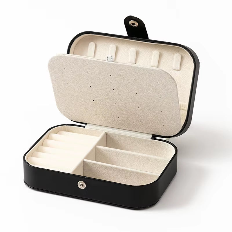 Portable Multi-Compartment Jewelry Box with Velvet Lining - Travel-Friendly Pink Jewelry Organizer for Accessories