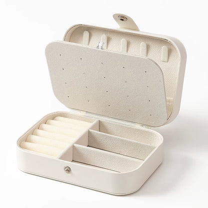 Portable Multi-Compartment Jewelry Box with Velvet Lining - Travel-Friendly Pink Jewelry Organizer for Accessories