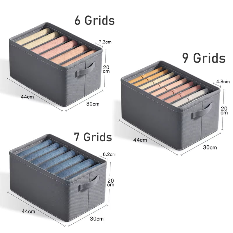 Thickened Pants Storage Box Foldable 9/7/6 Grids Organizer for Jeans Sweatshirt Shirt Wardrobe Organizers of Cabinets and Drawer