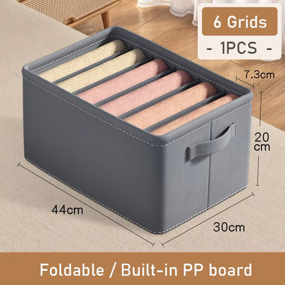 Thickened Pants Storage Box Foldable 9/7/6 Grids Organizer for Jeans Sweatshirt Shirt Wardrobe Organizers of Cabinets and Drawer