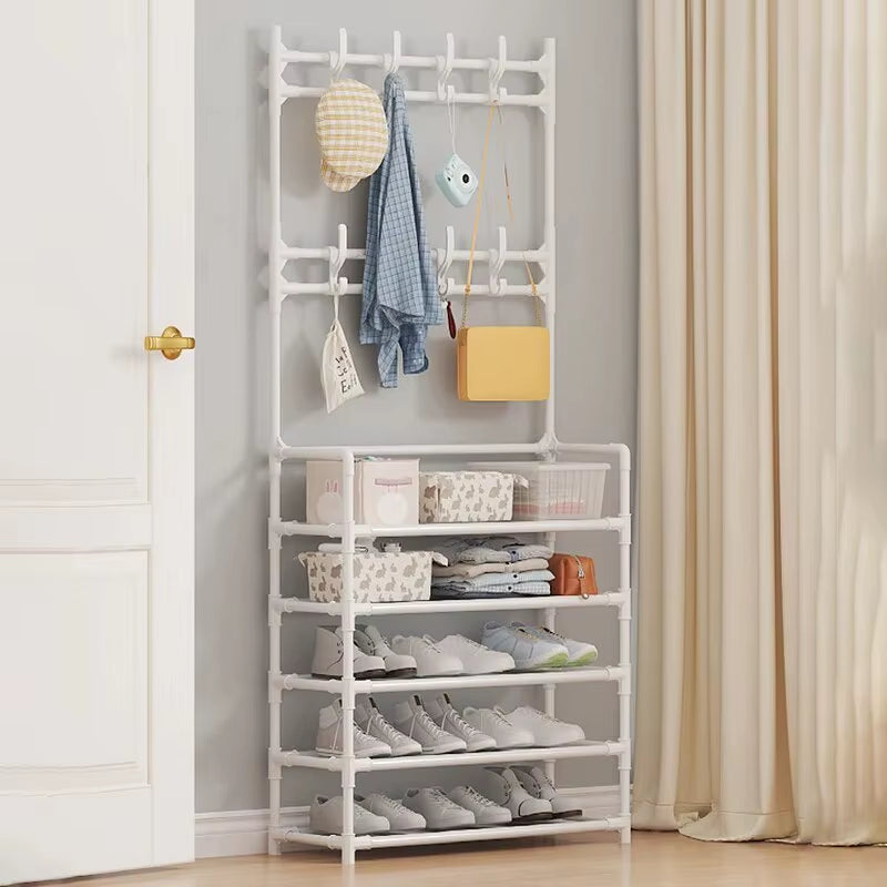 Five Layer Shoe Rack Simple Shoe Rack Integrated Storage Rack Household Shoe Rack Multifunctional Clothes Rack Coat Rack 2-Piece